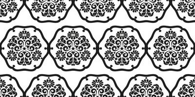 Damasco sem costura padrão geométrico. ornamento de renda rica para têxteis, papéis de parede ou scrapbooking. Preto e branco. ilustração vetorial. vetor