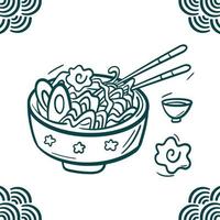 arte de clipe de coleção de comida asiática. ilustração de ramen vetor