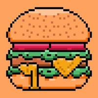 hambúrguer, hambúrguer, cheeseburger, comida, estilo de arte de pixel de sanduíche. arte do pixel do projeto do ícone do vetor. arte de pixel de ilustração vetor