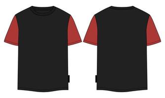 camiseta de manga curta t-shirt de moda técnica esboço plano ilustração modelo vista frontal e traseira. vetor