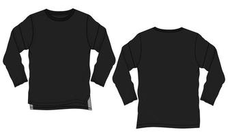 camiseta de manga comprida modelo de ilustração vetorial de desenho plano de moda técnica vista frontal e traseira vetor