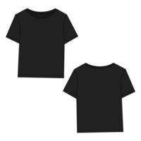 camiseta de manga comprida com vista frontal e traseira do modelo de ilustração vetorial de desenho plano de moda técnica. vetor