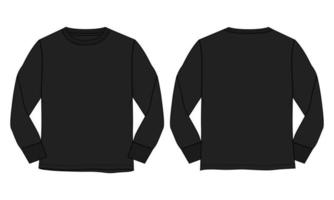 camiseta de manga comprida modelo de ilustração vetorial de desenho plano de moda técnica vista frontal e traseira