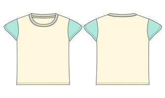 modelo de ilustração vetorial de esboço plano de moda técnica de camiseta básica para crianças vetor