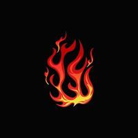 ilustração de fogo desenhada à mão em fundo preto para design de elementos. silhueta de chamas para elemento de design. vetor