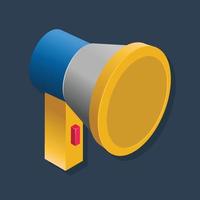 megafone - ilustração 3d isométrica. vetor