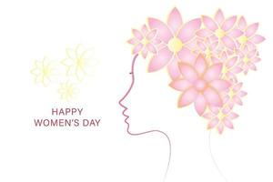 design vetorial de ilustração de cartão feliz dia das mulheres com uma arte de linha jovem e bonita. vetor