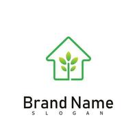 símbolo de design de logotipo de imóveis de natureza de casa verde vetor
