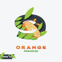 número 9 laranja fruta edição vetor