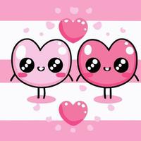 lindo casal de coração chibi apaixonado ilustração kawaii dos namorados para o dia dos namorados vetor