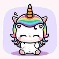 ilustração de unicórnio fofo unicórnio kawaii chibi estilo de desenho vetorial desenho de unicórnio vetor