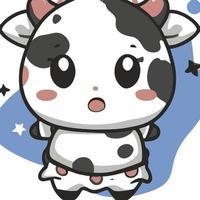 vaca chibi fofa ilustração kawaii gráfico de ícone de fazenda de vaca vetor