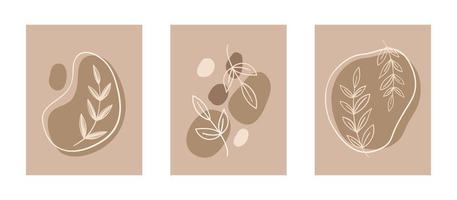 abstrato boho floral simples minimalista fundo de arte desenhado à mão. ilustrações estéticas modernas. coleção de estilo boêmio de design artístico contemporâneo para decoração de parede, cartão postal, cartaz vetor