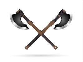 Machado cruzado realista 3d - machado medieval, machado antigo vetor