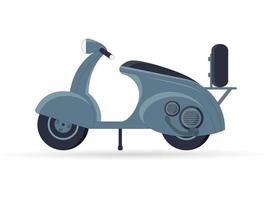 scooter vintage azul com pneu sobressalente - ilustração de motocicleta scooter. ilustração vetorial isolada em branco vetor