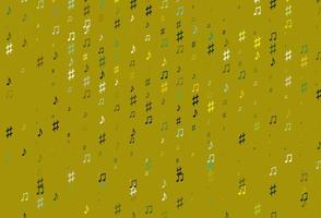 textura de vetor verde e amarelo claro com notas musicais.