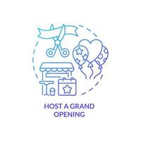 ícone do conceito de gradiente azul de inauguração do host. ideia abstrata de anúncio de restaurante eficaz ilustração de linha fina. anúncio. desenho de esboço isolado vetor