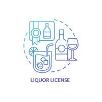 ícone do conceito de gradiente azul de licença de licor. permissão para servir ilustração de linha fina de ideia abstrata de álcool. consumo de bebidas alcoólicas. desenho de esboço isolado vetor