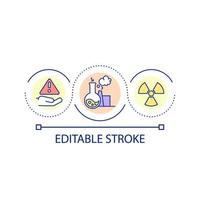 precauções no uso do ícone do conceito de loop de materiais perigosos. toxicidade de substâncias ideia abstrata ilustração de linha fina. efeitos adversos. desenho de esboço isolado. traço editável vetor