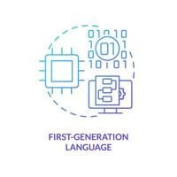 ícone do conceito de gradiente azul de linguagem de programação de primeira geração. ideia abstrata de código de máquina reta ilustração de linha fina. evolução da codificação. desenho de esboço isolado vetor