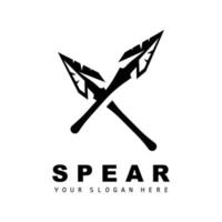 logotipo de lança, design de equipamento de caça, arma de guerra de flechas, vetor de marca de produto