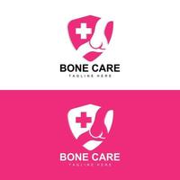 design de logotipo de osso, ilustração de partes do corpo de saúde médica vetor