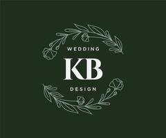 kb letras iniciais coleção de logotipos de monograma de casamento, modelos modernos minimalistas e florais desenhados à mão para cartões de convite, salve a data, identidade elegante para restaurante, boutique, café em vetor