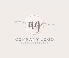 logo feminino inicial da ag. utilizável para logotipos de natureza, salão, spa, cosméticos e beleza. elemento de modelo de design de logotipo de vetor plana.