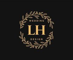 lh letras iniciais coleção de logotipos de monograma de casamento, modelos minimalistas e florais modernos desenhados à mão para cartões de convite, salve a data, identidade elegante para restaurante, boutique, café em vetor