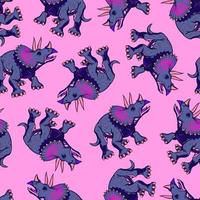 padrão de cor triceratops em fundo rosa. ilustração vetorial vetor