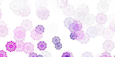 layout de vetor roxo claro, rosa com flocos de neve lindos.