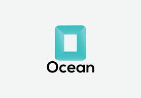 modelo de design de logotipo geométrico moderno de carta o abstrata do oceano vetor