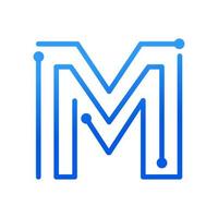 logotipo inicial da tecnologia m vetor