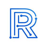 logotipo inicial da tecnologia r vetor