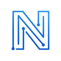 logotipo inicial da tecnologia n vetor