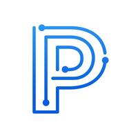 logotipo inicial da tecnologia p vetor