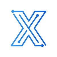 inicial x logotipo da tecnologia vetor