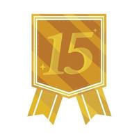 distintivo de ouro de 15 anos vetor