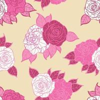 design de padrão sem emenda de flores rosas tropicais modernas. sem costura padrão com flores e folhas da primavera. fundo desenhado à mão. padrão floral para papel de parede ou tecido. azulejo botânico. vetor