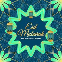 mão desenhada feliz eid mubarak com ornamento islâmico. perfeito para fundo de cartão ou banner. vetor