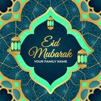 mão desenhada feliz eid mubarak com ornamento islâmico. perfeito para fundo de cartão ou banner. vetor