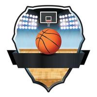 ilustração de distintivo de emblema de basquete vetor