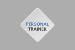 botão de texto do personal trainer. botões da web de rótulo de ícone de sinal de treinador pessoal vetor