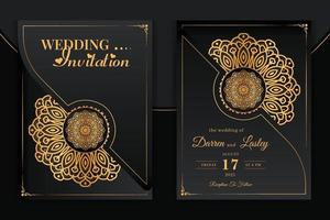 modelo de cartão de convite de casamento mandala de luxo com padrão de fundo islâmico árabe vetor