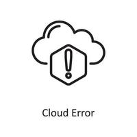 ilustração de design de ícone de contorno de erro de nuvem. hospedagem na web e símbolo de serviços em nuvem no arquivo branco background eps 10 vetor