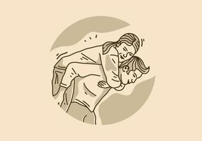 design de ilustração vintage de homem carregando mulher vetor