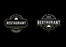 modelos de logotipo com elementos monogramados e enfeites floreados para restaurantes vetor