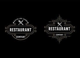 modelos de logotipo com elementos monogramados e enfeites floreados para restaurantes vetor