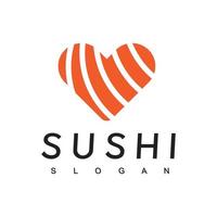 modelo de design de logotipo de sushi de amor vetor