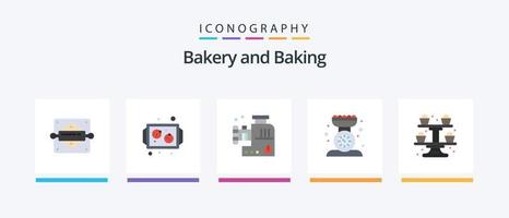 Baking Flat 5 Icon Pack incluindo . balança de cozinha. picador de alimentos. cozinha. cozimento. design de ícones criativos vetor